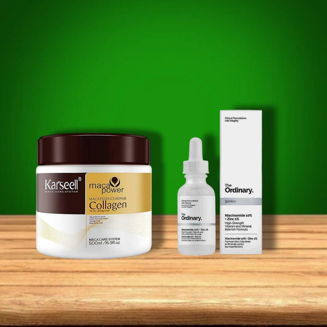 Ordinary  2 in 1 Bundle Niacinamide Serum+Maca HAir Treatment Mask  Eid Special